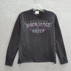 Takeshy Kurosawa Women Top L Black T-Shirt Backstage Party Studded Made In Italy